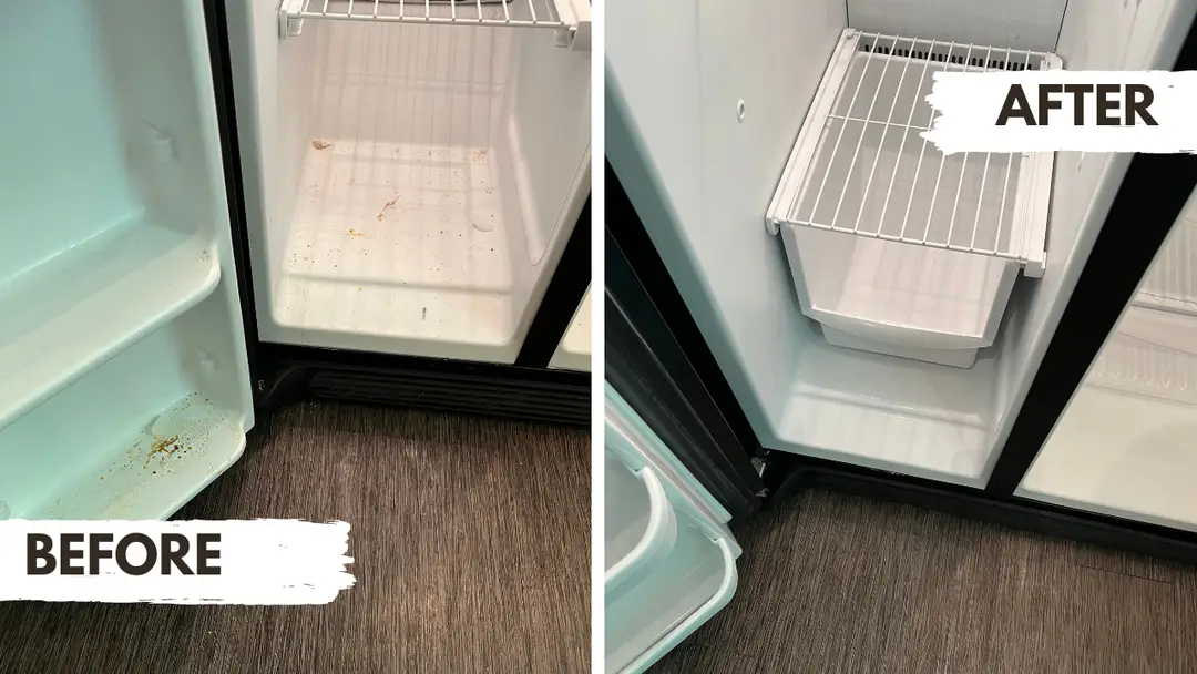 refrigrator before and after cleaning image